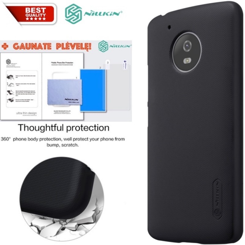 Juodas Frosted shield serijos dėklas + plėvelė Nillkin (MOTO G5 PLUS) Juodas Frosted shield serijos dėklas + plėvelė Nillkin (MOTO G5 PLUS)